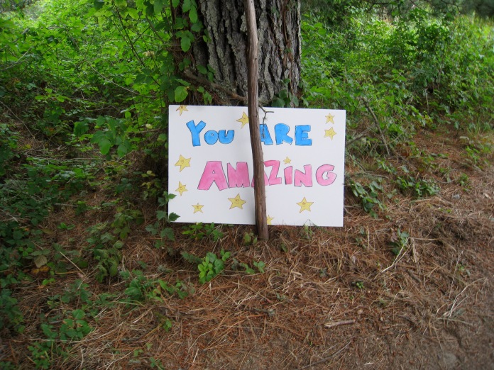 Approaching the marathon/50k finish, we were greeted by some extra motivation.